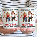 Gift For Couples,Old Couples,Gift For Husband,Gift For Wife,Gift For Boyfriend,Gift For Girlfriend,Love - Holding Hands Sitting Couple Annoying Each Other - Personalized Mug