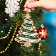 Christmas,Custom Text,Family,Happy,Top Market - Holiday Gift For Family - Personalized Christmas Tree Golden Pearl Acrylic Ornament