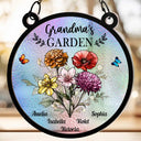 Holography Grandma's Garden Birth Flower - Personalized Window Hanging Suncatcher Ornament