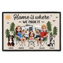 Family, Camping, Campsite, Happy - Home Is Where We Park It - Personalized Doormat