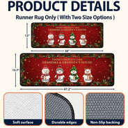Top Market,Sentimental,Christmas,Grandparents,Icon - Home Sweet Grandma & Grandpa's, Snowman Family - Personalized Runner Rug