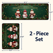 Top Market,Sentimental,Christmas,Grandparents,Icon - Home Sweet Grandma & Grandpa's, Snowman Family - Personalized Runner Rug