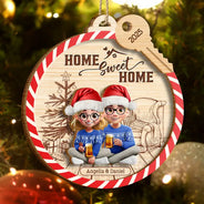 Gift For Couples,Family - Home Sweet Home - Personalized 2-Layered Wooden Ornament