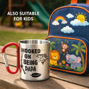 Fishing, Dad - Children, Gift For Father, Gift For Grandpa, Grandpa - Grandkids - Hooked On Being Grandpa Fishing - Personalized Carabiner Mug