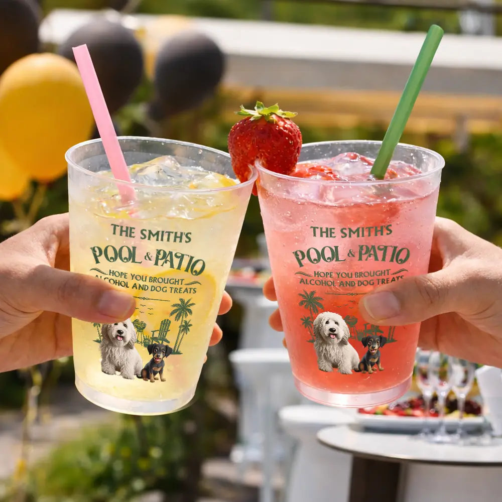 Humorous, Family, Summer, Poolside, Outdoor Decor, Vector - Hope You Brought Dog Treats - Personalized Frosted Cups