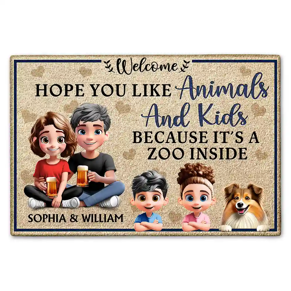 Hope You Like Animals And Kids New Version - Personalized Doormat