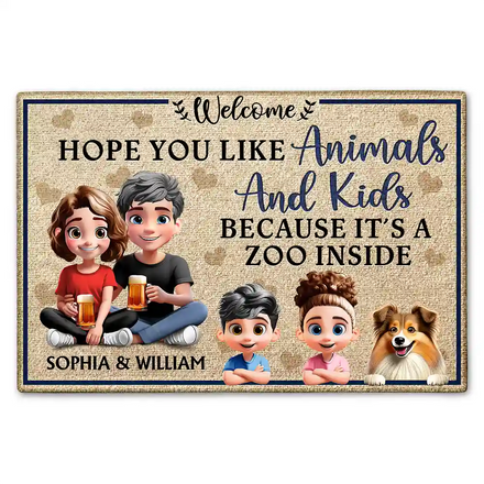 Hope You Like Animals And Kids New Version - Personalized Doormat