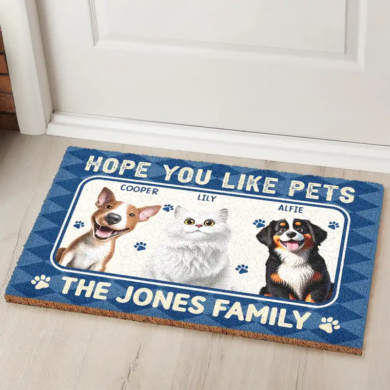 Pet Lovers,Pet Mom,Pet Dad,Dog Lovers,Dog Mom,Dog Dad,Cat Lovers,Cat Mom,Cat Dad,Family,Happy - Hope You You Like Pets 3D Effect - Personalized Coconut Doormat