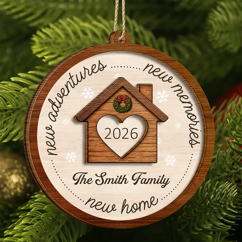 Housewarming Gift For Our First Home - Personalized New Home New Memories 2-Layered Wooden Ornament