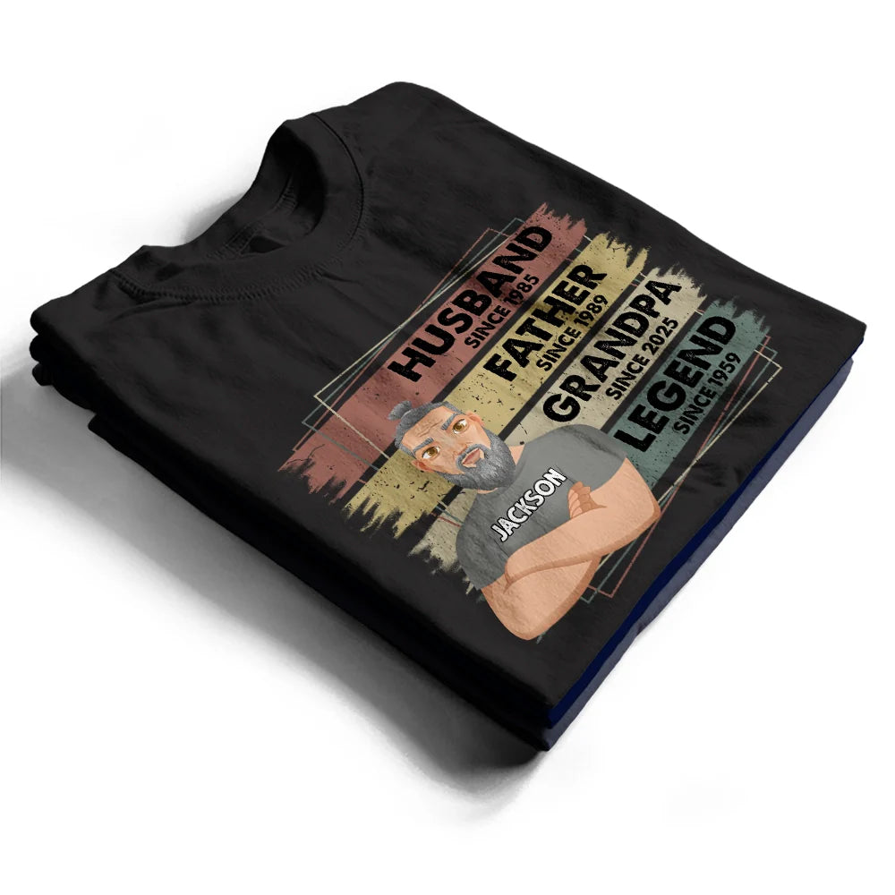 Gift For Father,Happy,Family - Husband Father Grandpa Legend - Personalized T Shirt