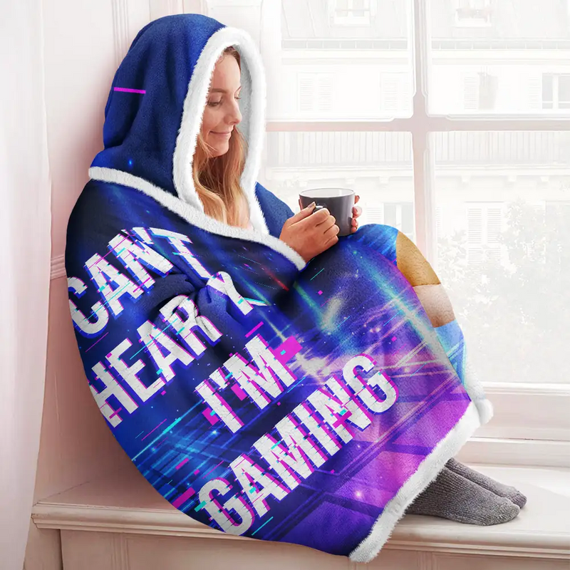 Gift For Yourself,Gift For Men,Gift For Women,Funny - I Am Gaming Do Not Disturb 3D Effect Gamer - Personalized Wearable Hooded Blanket