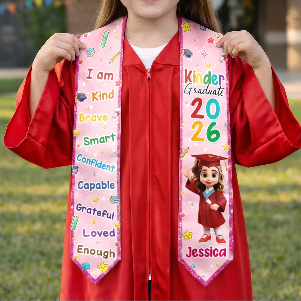 I Am Kind Affirmation Kinder Prek Graduation - Personalized Kid Graduation Stole