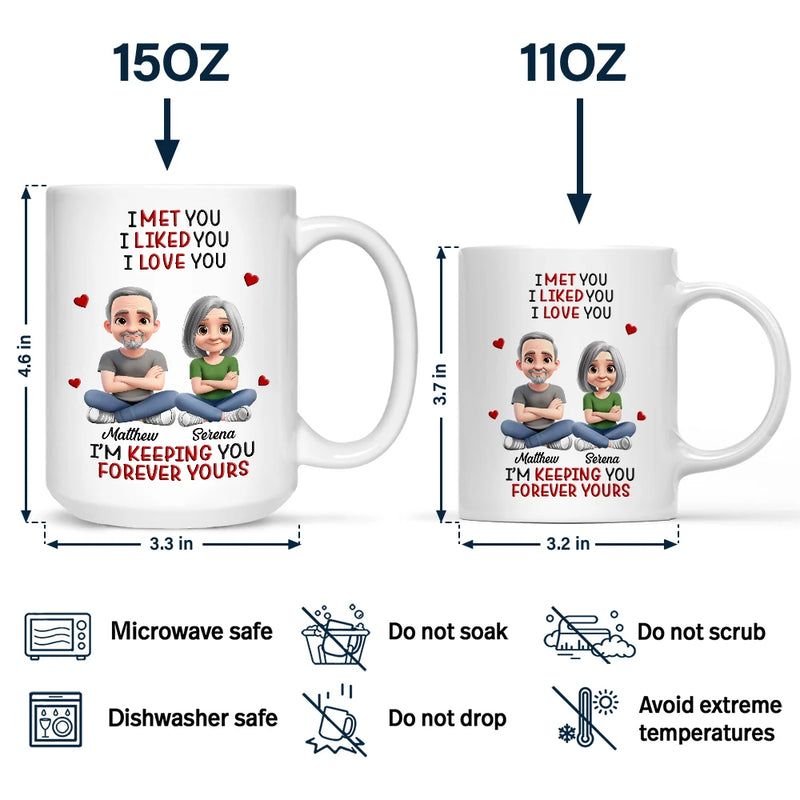 Gift For Couples, Gift For Women, Gift For Men ,Gift For Husban d,Gift For Wife, Gift For Girlfriend, Gift For Boyfriend ,Top Market, Old Couples, Love - I Met You Liked You Love You Keeping You 3D Effect Couple - Personalized Mug