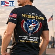 Veteran,Gift For Son,Gift For Men,America 250th,Independence Day,Gift For Yourself,Happy,Proud - I Am A Veteran’s Son Daughter - Personalized T Shirt