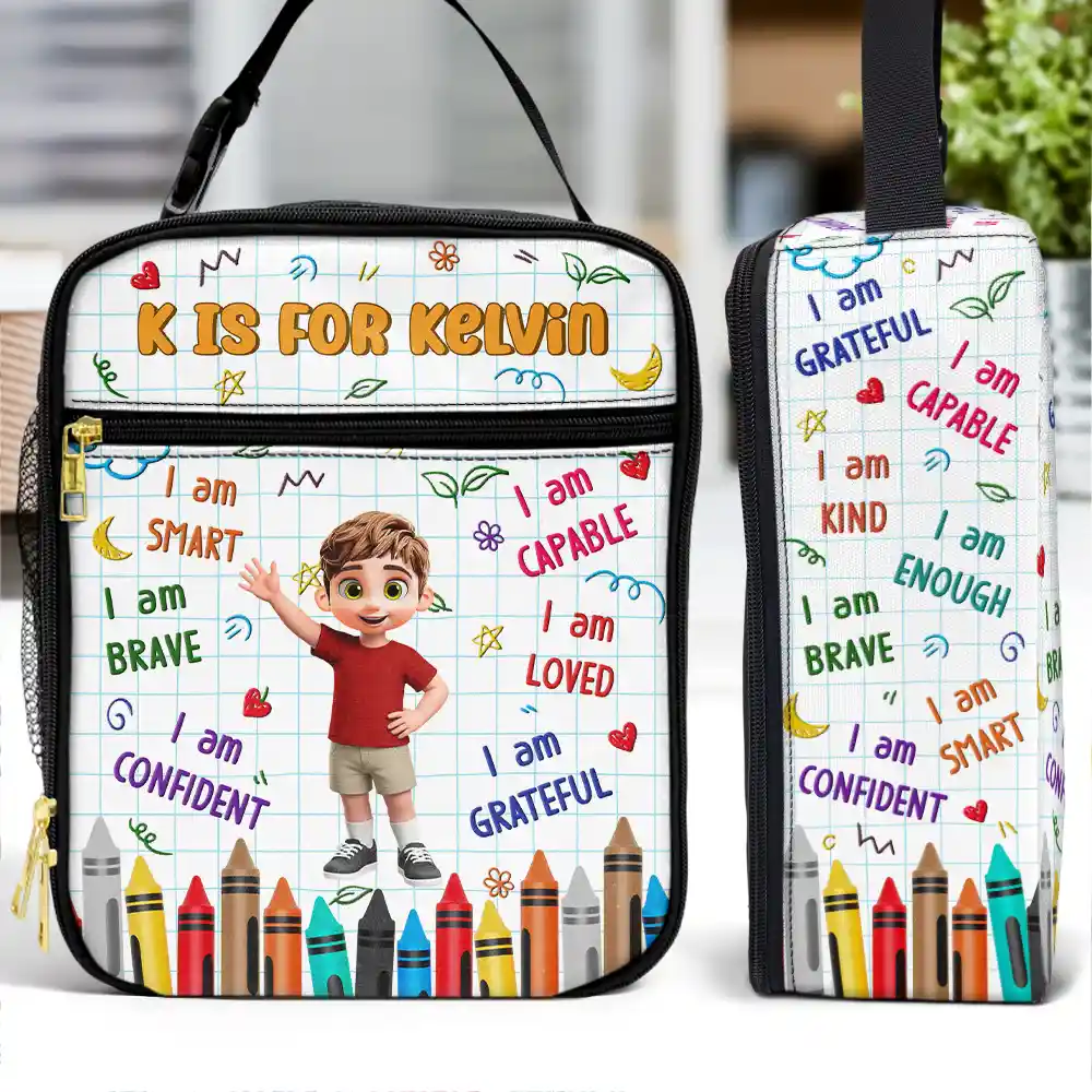 I Am Brave Kind & Smart - Personalized Kids Lunch Bag