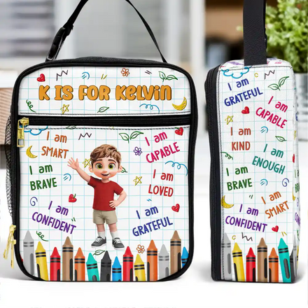 I Am Brave Kind & Smart - Personalized Kids Lunch Bag