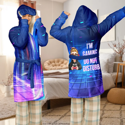 I Am Gaming Do Not Disturb 3D Effect Gamer - Personalized Hooded Robe