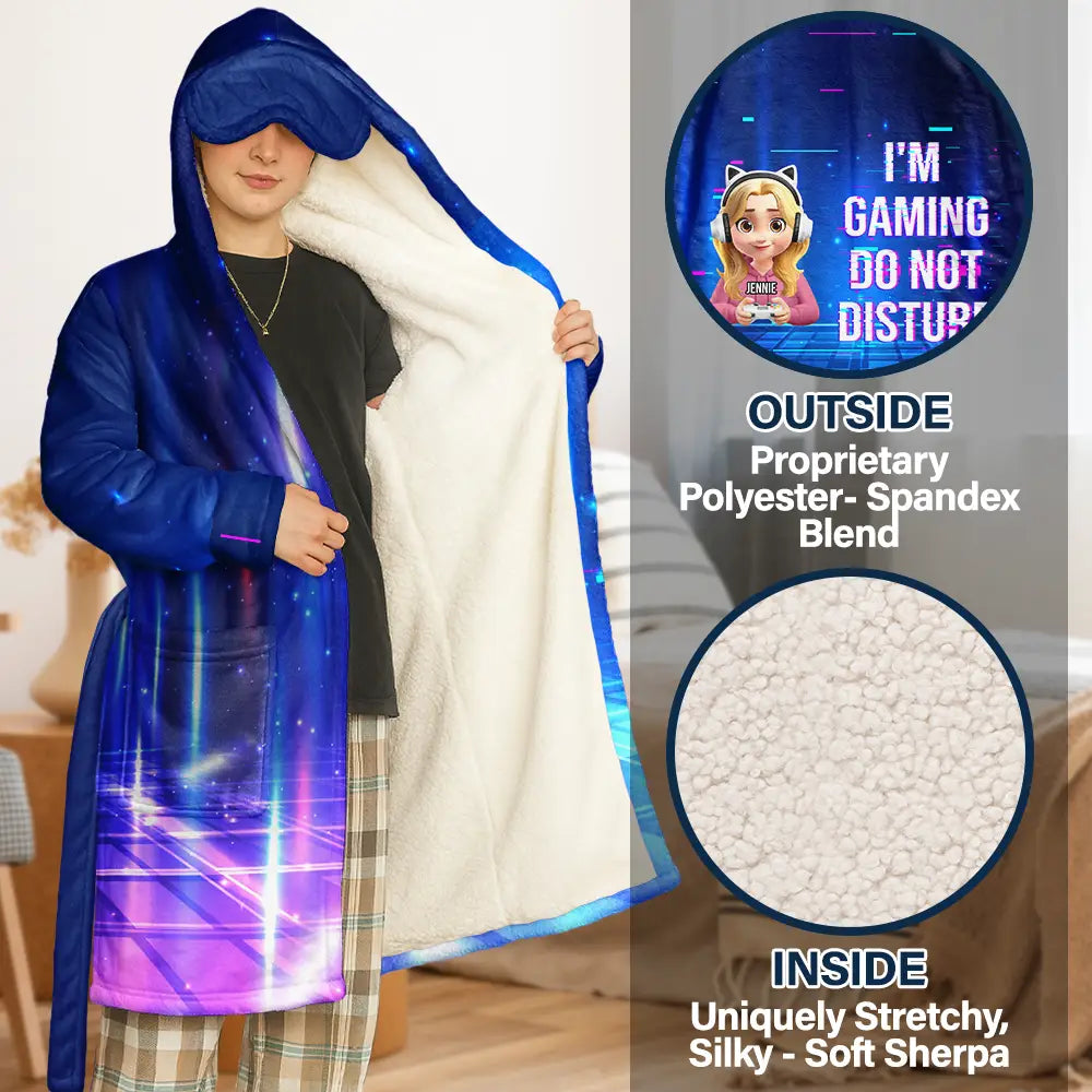 Gift For Yourself,Gift For Men,Gift For Women,Funny - I Am Gaming Do Not Disturb 3D Effect Gamer - Personalized Hooded Robe