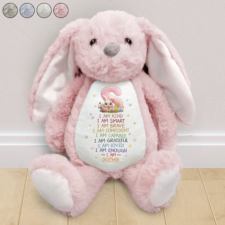 I Am Kind Faux Chenille Rabbit Alphabet Letters - Personalized Soft Toy Bunny