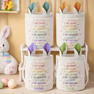 Gift For Kids,Grandma - Grandkids,Gift For Grandkids,Dad - Children,Mom - Children,Easter,Happy - I Am Kind I Am Smart - Personalized Bunny Ears Bucket Bag
