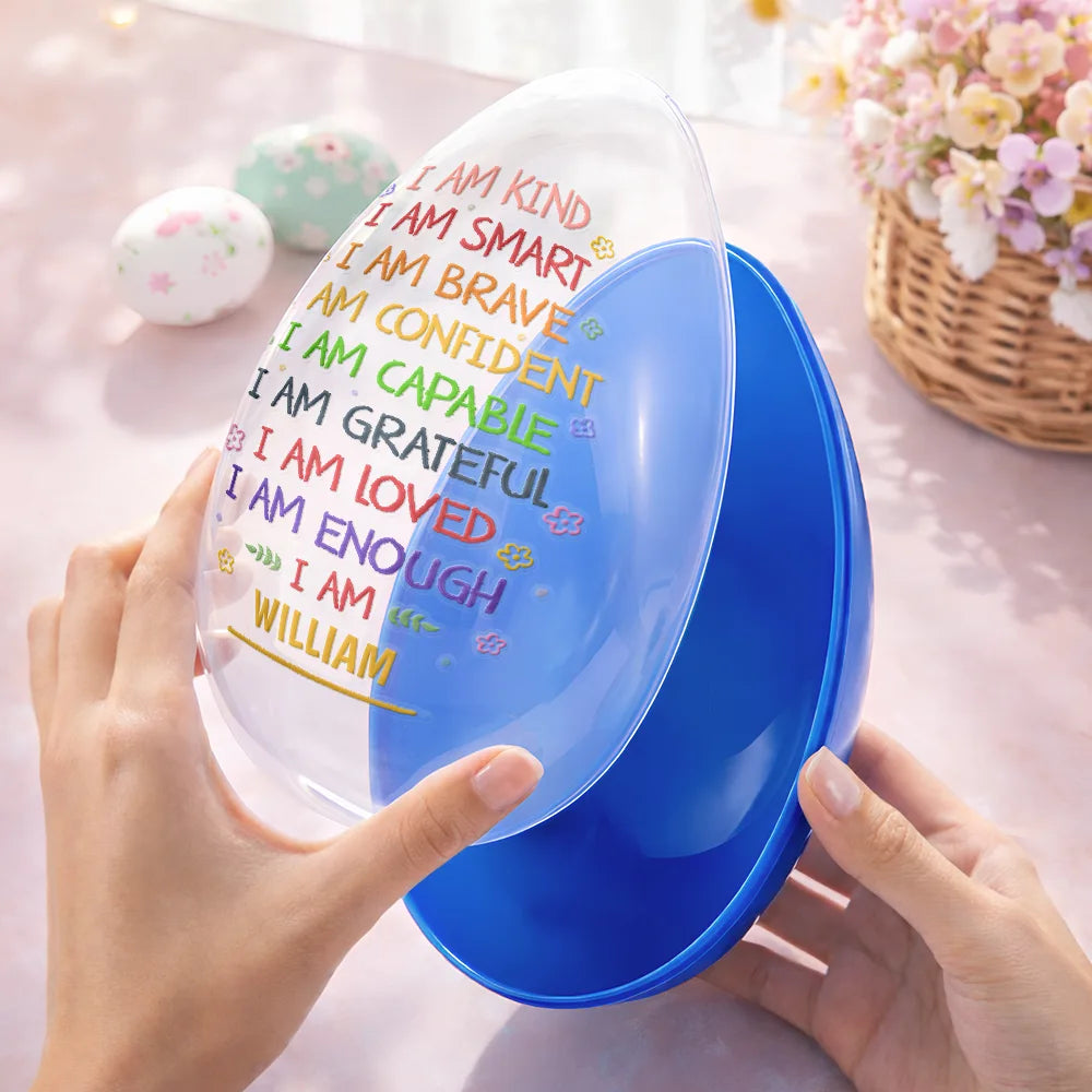 Easter, Happy, Gift For Kids, Parents - I Am Kind I Am Smart - Personalized Fillable Egg
