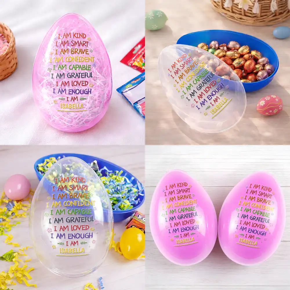 Easter, Happy, Gift For Kids, Parents - I Am Kind I Am Smart - Personalized Fillable Egg