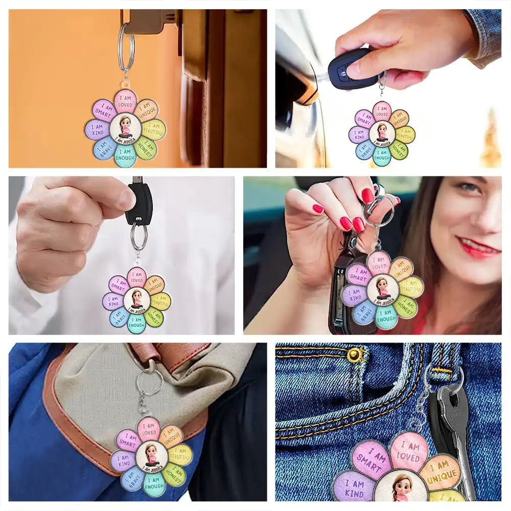 Adorable, Back To School, Gift For Kids, Vector - I Am Smart Kind Brave Butterfly - Personalized Acrylic Keychain