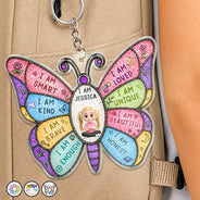 Adorable, Back To School, Gift For Kids, Vector - I Am Smart Kind Brave Butterfly - Personalized Acrylic Keychain