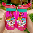 Adorable, Back To School, Gift For Kids, Vector - I Am Smart Kind Brave Butterfly - Personalized Kids Water Bottle With Straw