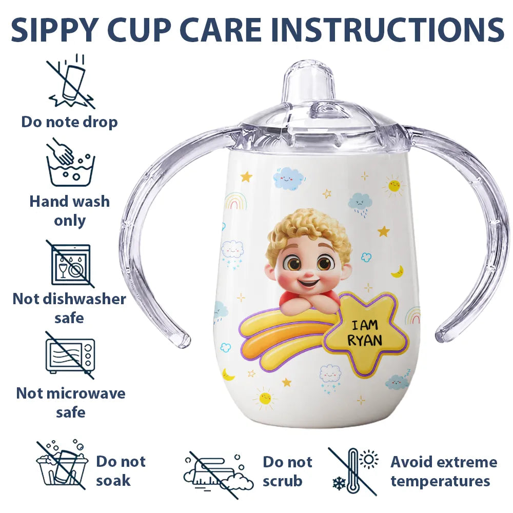 Adorable,Back To School,Gift For Kids,Vector - I Am Smart Kind Brave Butterfly - Personalized Sippy Cup