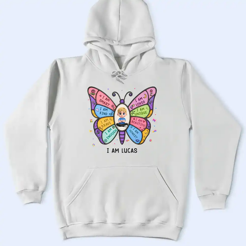 Back To School, Gift For Kids, Adorable, Vector - I Am Smart Kind Brave Butterfly - Personalized T Shirt