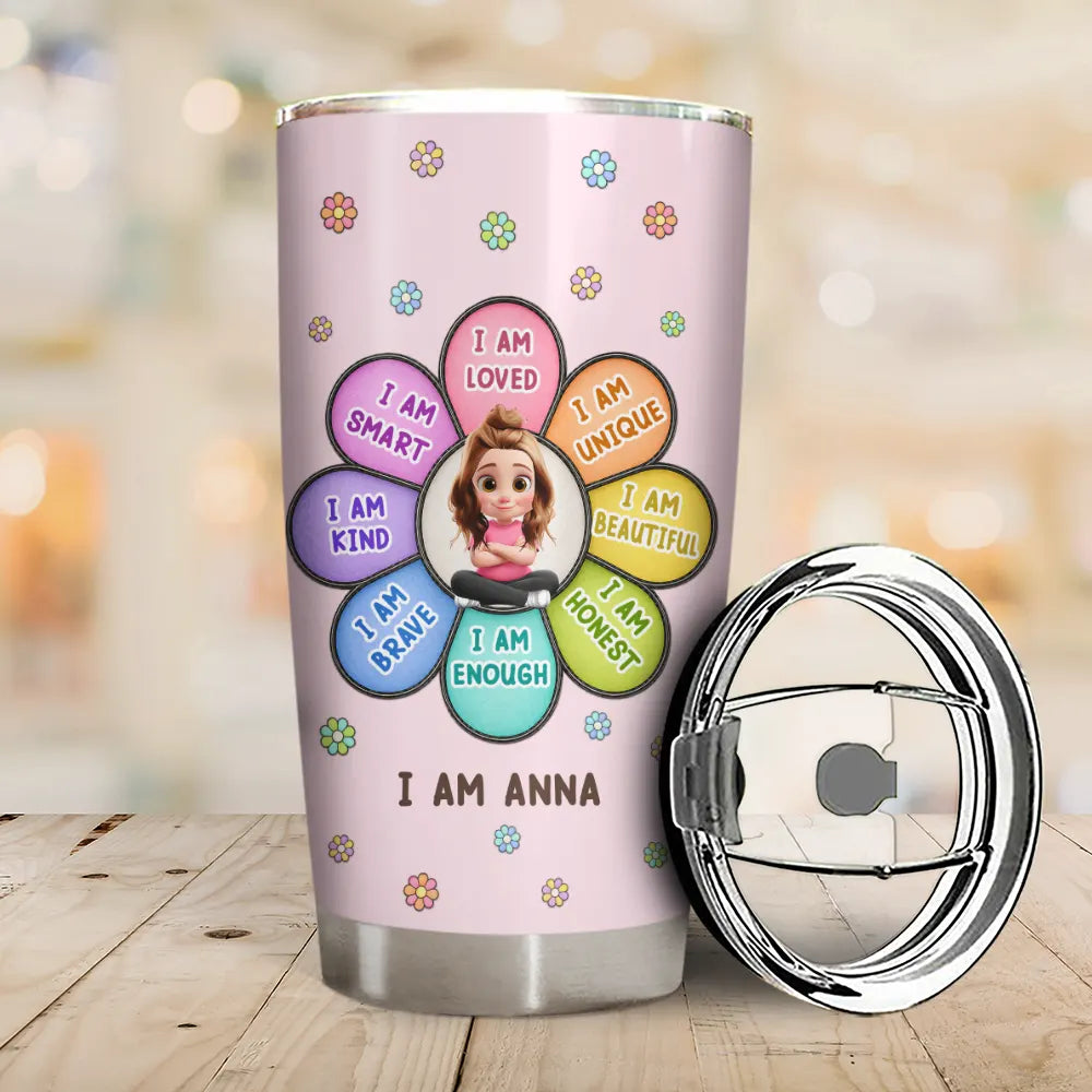 Back To School, Gift For Kids, Adorable, Vector - I Am Smart Kind Brave Butterfly - Personalized Tumbler