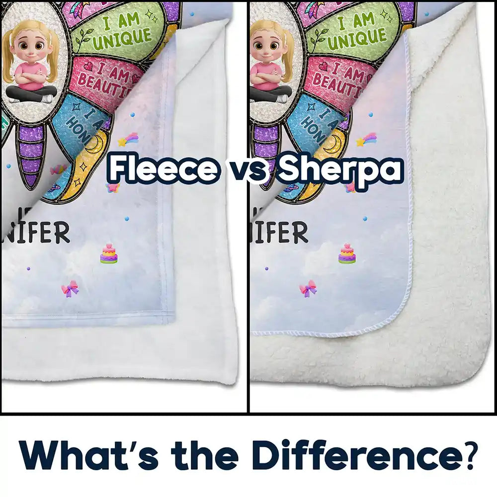 Gift For Kids, Adorable, Vector - I Am Smart Kind Brave Butterfly Flower Rainbow - Personalized Fleece Blanket, Sherpa Blanket