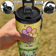 Adorable, Back To School, Gift For Kids, Vector - I Am Smart Kind Brave Butterfly Flower Rainbow - Personalized 30oz Tumbler With Handle