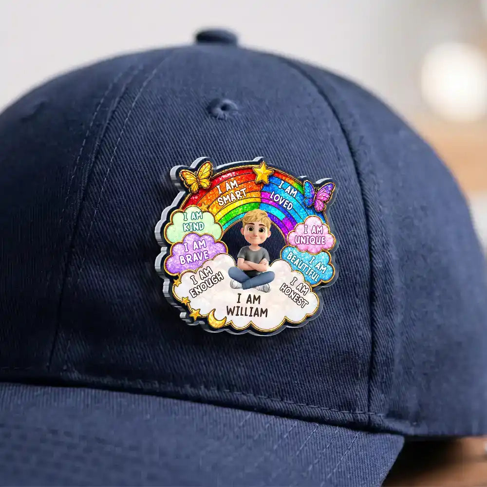 Gift For Kids, Adorable, Vector - I Am Smart Kind Brave Butterfly Flower Rainbow - Personalized Acrylic Pin