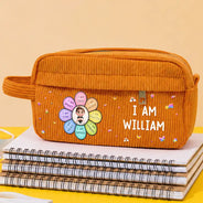 Back To School, Gift For Kids, Adorable, Vector - I Am Smart Kind Brave Butterfly Flower Rainbow - Personalized Corduroy Pencil Case