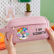 Back To School, Gift For Kids, Adorable, Vector - I Am Smart Kind Brave Butterfly Flower Rainbow - Personalized Corduroy Pencil Case