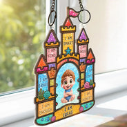 Gift For Kids, Summer, Adorable, Vector - I Am Smart Kind Brave Crab Castle Boat - Personalized Window Hanging Suncatcher Ornament