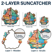 Gift For Kids, Summer, Adorable, Vector - I Am Smart Kind Brave Crab Castle Boat - Personalized Window Hanging Suncatcher Ornament