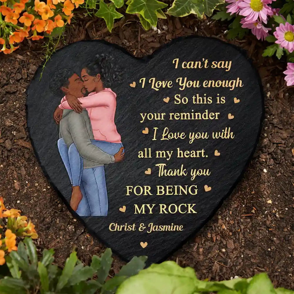 Gift For Couples,Gift For Husband,Gift For Boyfriend,Happy - I Can't Say I Love You Enough So This Is Your Reminder - Personalized Heart Memorial Garden Stone