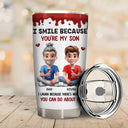 Gift For Son,Mom,Sons,Funny - I Smile Because You Are My Daughter Son - Personalized Tumbler