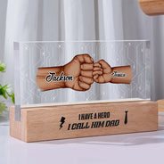 Gift For Grandpa, Gift For Father, Love - I Have A Hero - Personalized Rectangle LED Light