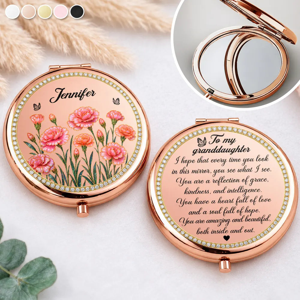 Top Market,Sentimental,Gift For Grandkids,Gift For Granddaughter,Icon - I Hope You See What I See Gift For Granddaughter Daughter Birth Flower - Personalized Compact Mirror