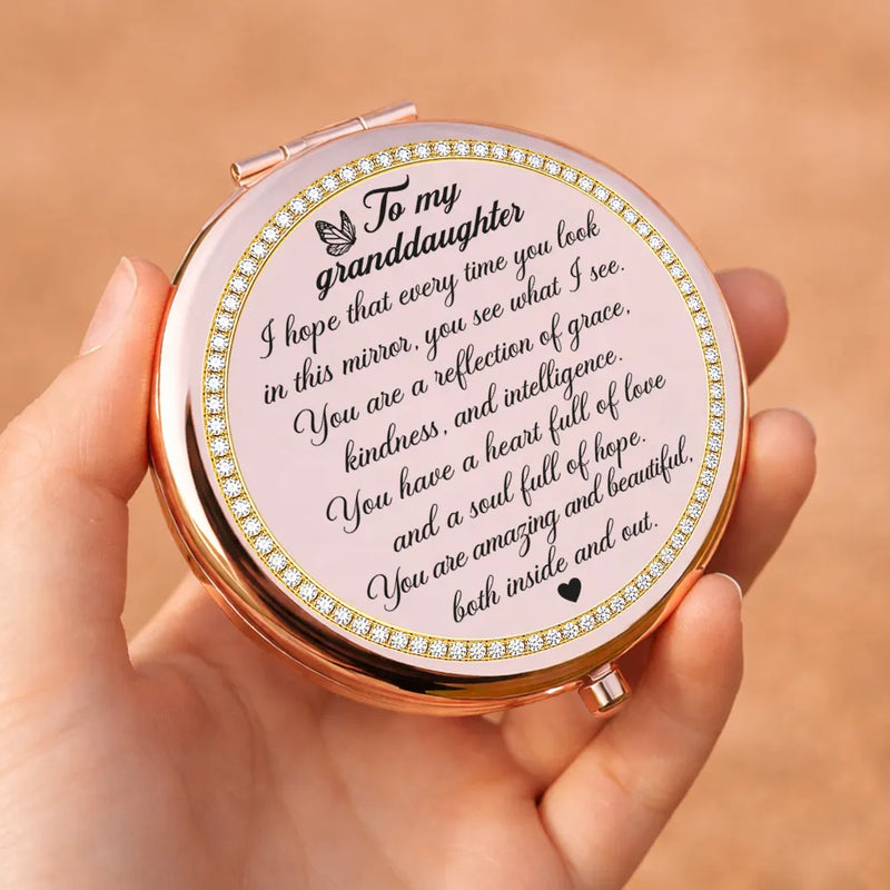 Top Market,Sentimental,Gift For Grandkids,Gift For Granddaughter,Icon - I Hope You See What I See Gift For Granddaughter Daughter Birth Flower - Personalized Compact Mirror