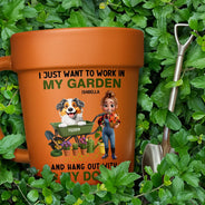Gardening,Gift For Women,Gift For Men,Pet Lovers,Pet Mom,Pet Dad,Dog Lovers,Dog Mom,Dog Dad,Happy - I Just Want To Work In My Garden - Personalized Plant Pot Ceramic Mug