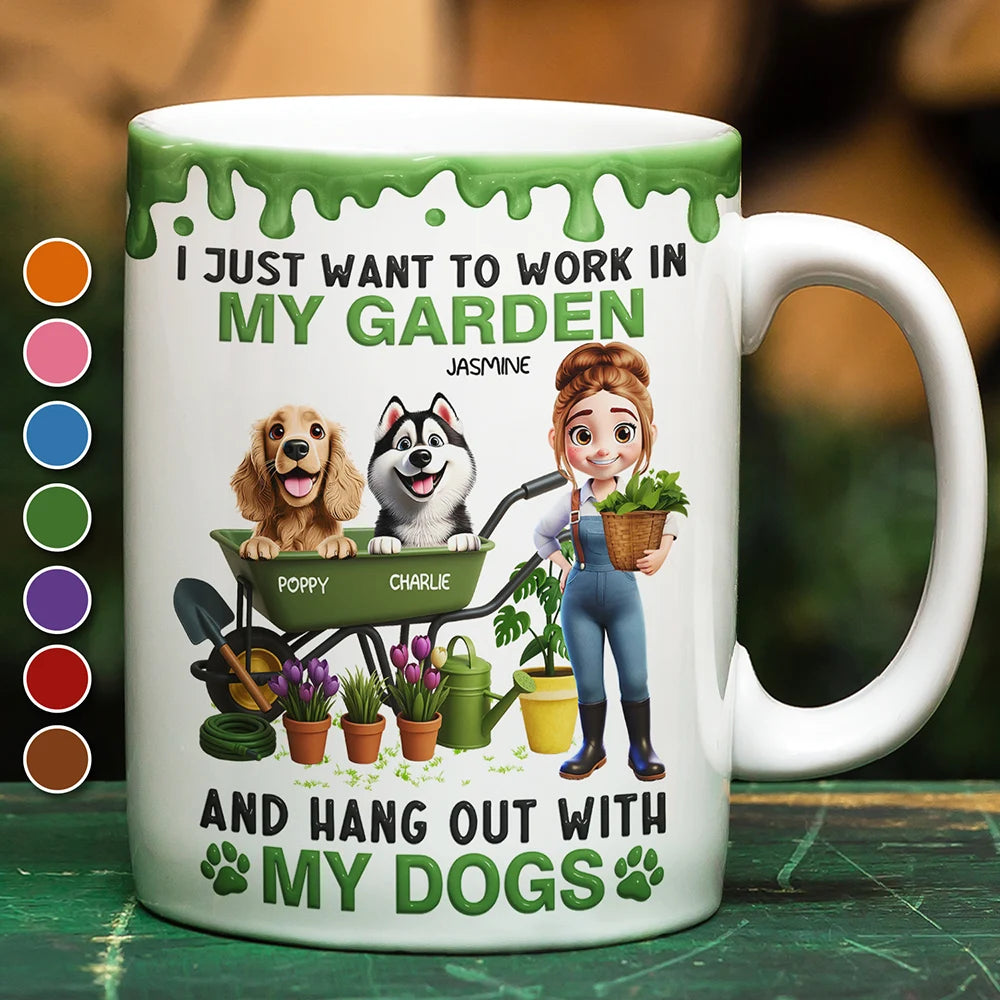 Gardening,Gift For Women,Gift For Men,Pet Lovers,Pet Mom,Pet Dad,Dog Lovers,Dog Mom,Dog Dad,Happy - I Just Want To Work In My Garden - Personalized White Edge-to-Edge Mug