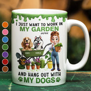 Gardening,Gift For Women,Gift For Men,Pet Lovers,Pet Mom,Pet Dad,Dog Lovers,Dog Mom,Dog Dad,Happy - I Just Want To Work In My Garden - Personalized White Edge-to-Edge Mug