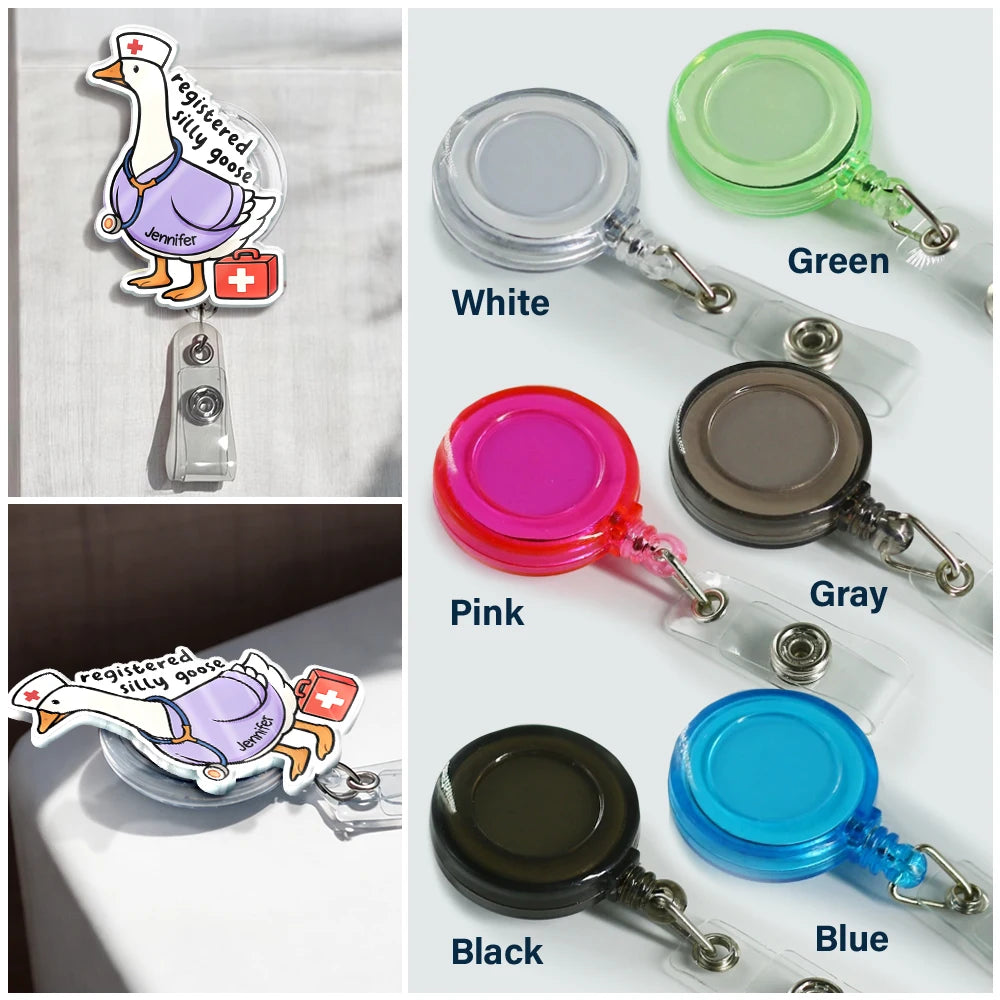 Nurse,Gift For Women,Gift For Men,Happy,Gift For Yourself - Registered Silly Goose Nurse - Personalized Badge Reel