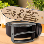 Gift For Couples,Gift For Husband,Gift For Boyfriend - I Love You Either Way - Personalized Engraved Leather Belt