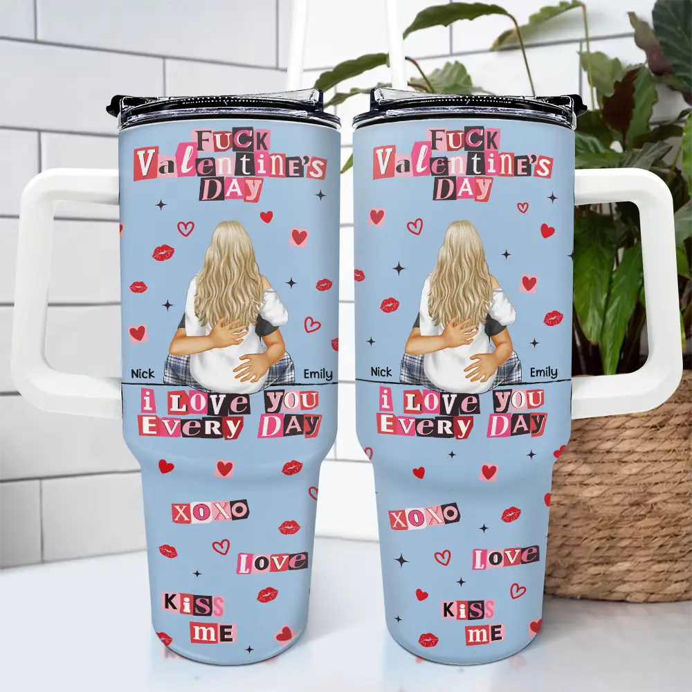 Old Couples,Gift For Couples,Gift For Husband,Gift For Wife,Gift For Boyfriend,Gift For Girlfriend,Love - I Love You Every Day Ransom Note Style - Personalized 40oz Tumbler With Straw